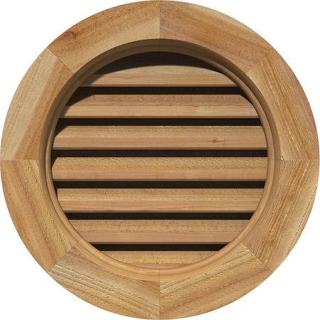 Round Gable Vent Functional, Western Red Cedar Gable Vent W/ Brick Mould Face Frame, 34W X 34H